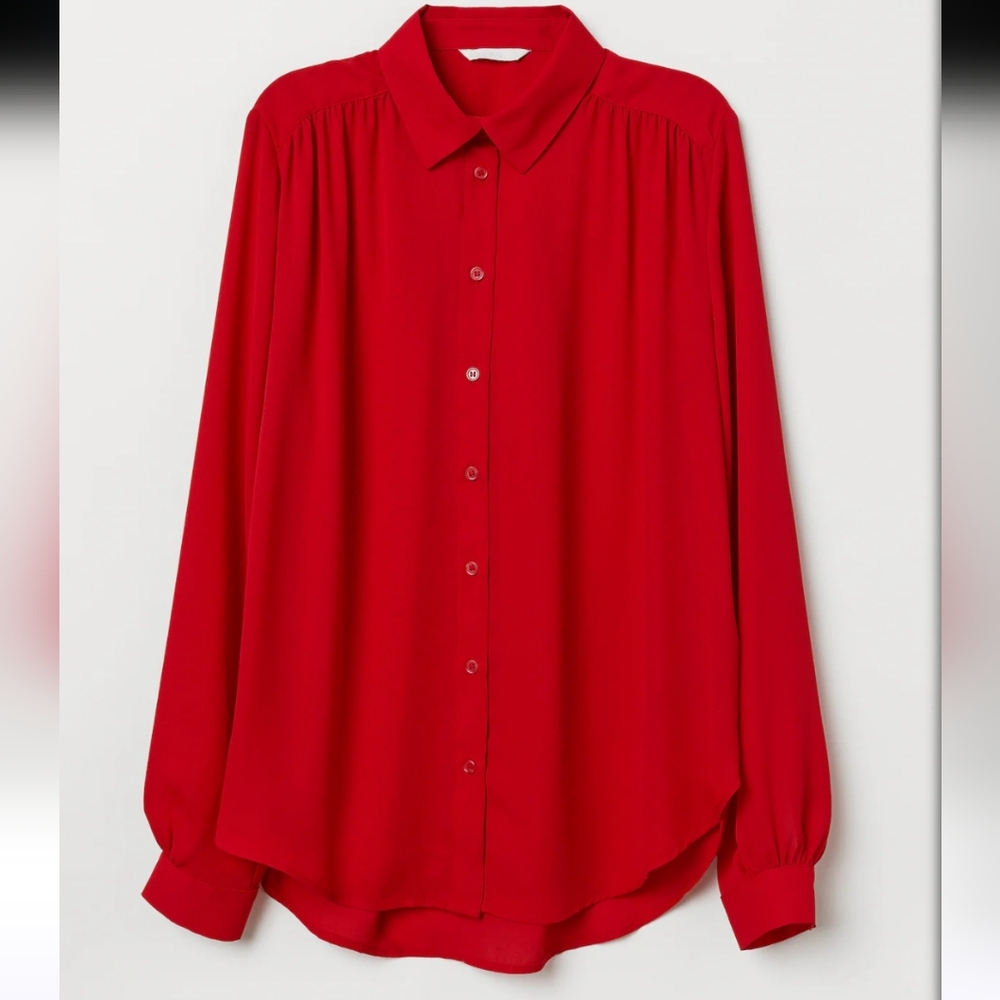 H&M Bright Red Long-sleeved blouse